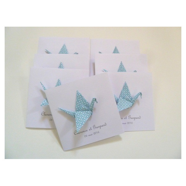 faire part de naissance grue bleu fait-main original chic