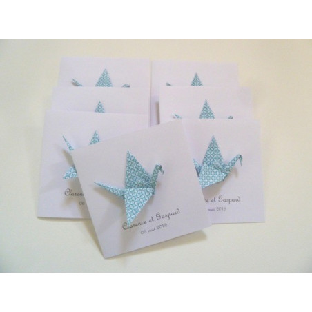 faire part de naissance grue bleu fait-main original chic