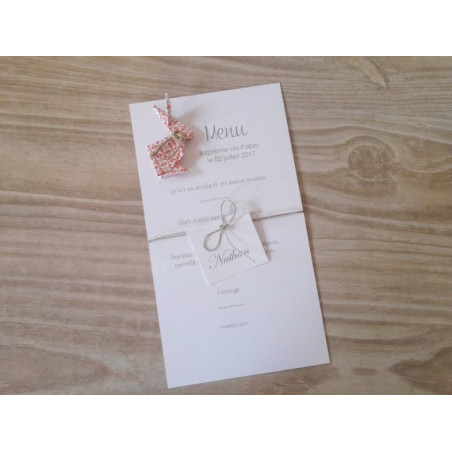 menu-marque-place-lapin-en-origami-orange-pour-bapteme-anniversaire