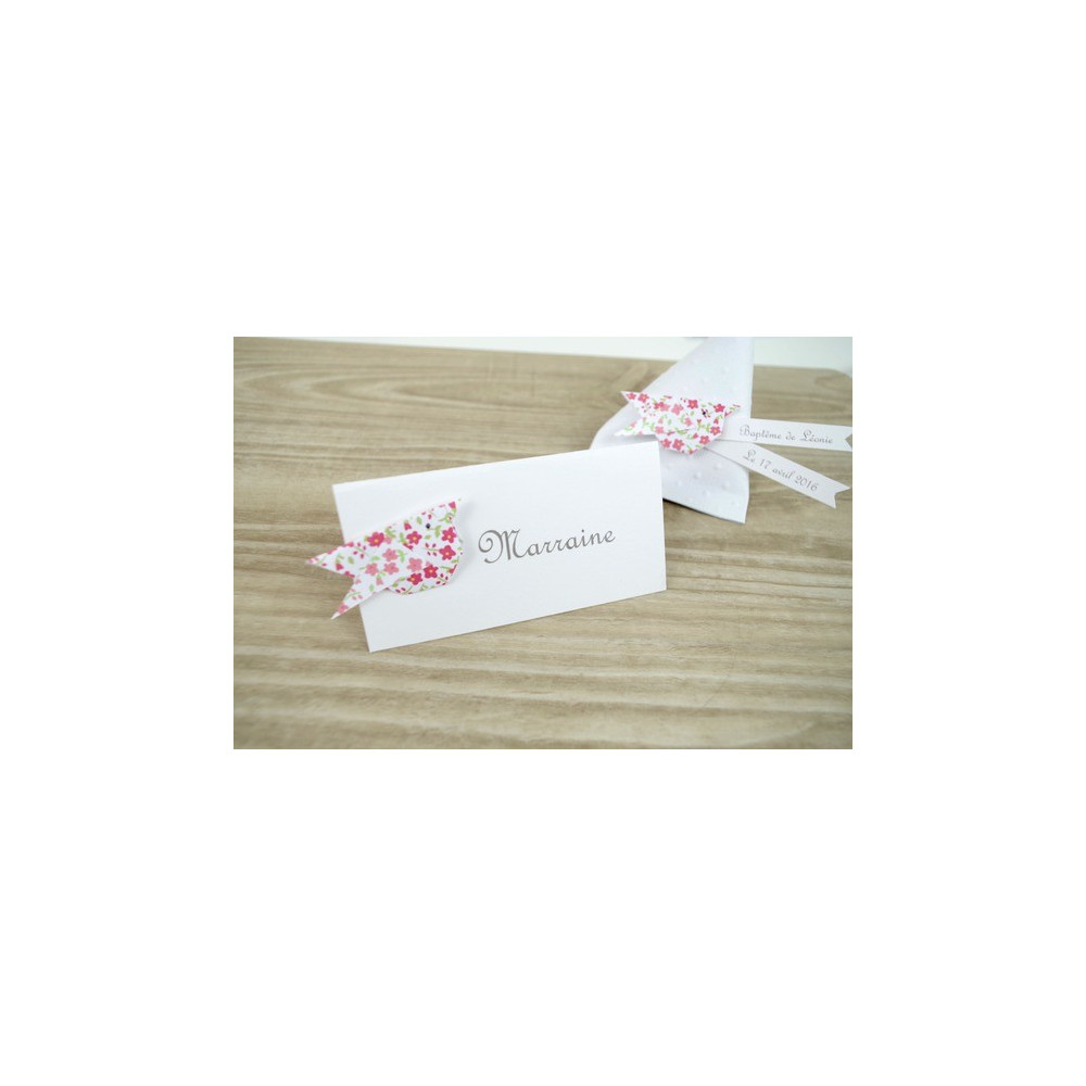 marques-place-oiseau-en-origami-liberty-framboise-bapteme-anniversaire-decoration-de-table-de-fete-fait-main