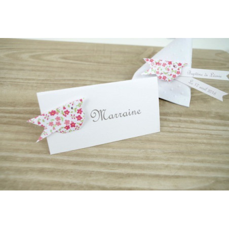 marques-place-oiseau-en-origami-liberty-framboise-bapteme-anniversaire-decoration-de-table-de-fete-fait-main