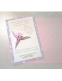faire part baptême original pour fille libellule en origami liberty violet - haute qualité - faire part naissance haut d