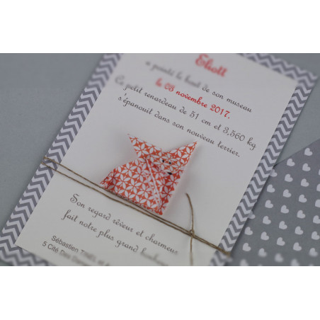 Faire part de baptême renard fait main tendance