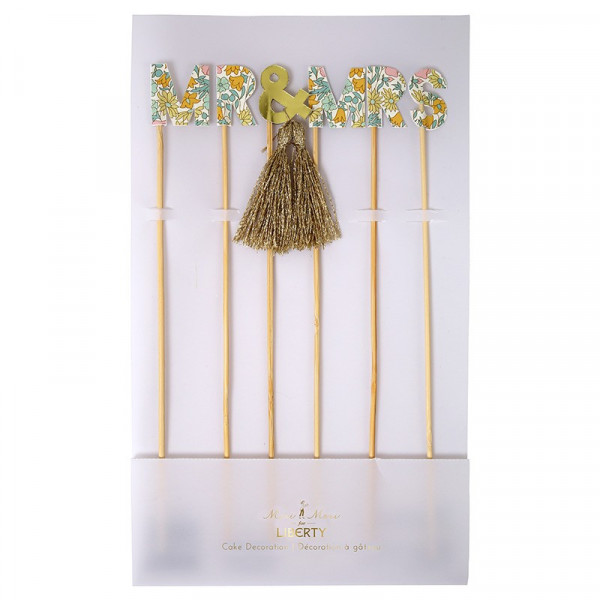 cake topper MR & MRS liberty décoration gateau mariage
