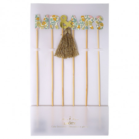 cake topper MR & MRS liberty décoration gateau mariage