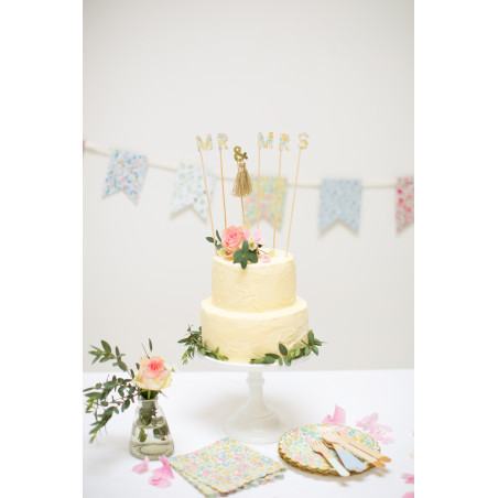 cake topper MR & MRS liberty décoration gateau mariage