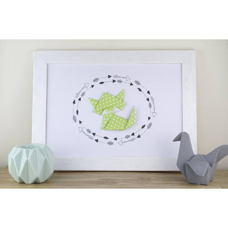 Décoration murale affiche chat vert chambre bébé garçon