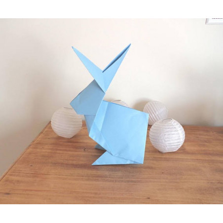 Décoration candy bar bapteme garçon totem bleu lapin origami