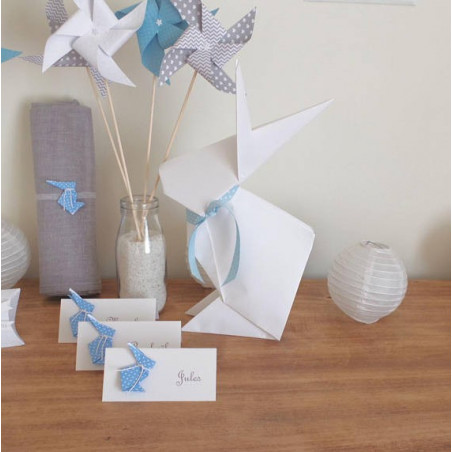 Grand totem candy bar bapteme lapin blanc origami