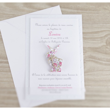 faire part baptême lapin paques liberty eloise fait-main