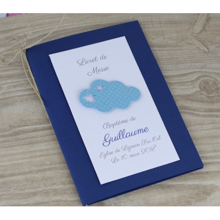 livret de messe baptême garçon nuage bleu ciel