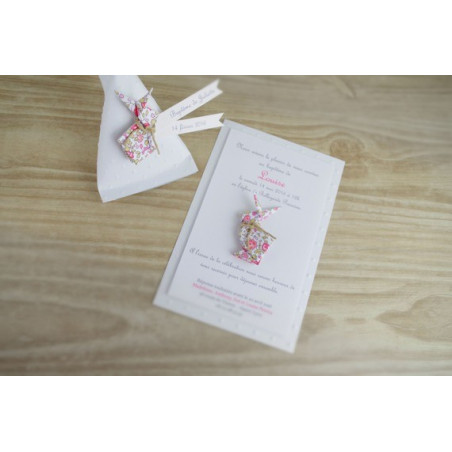 faire part naissance lapin paques liberty eloise fait-main