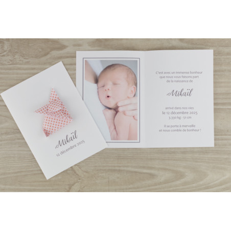 Faire part de naissance renard pour fille garçon fait-main