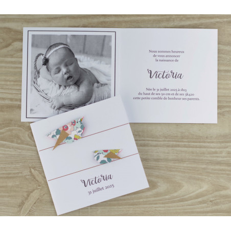 faire part naissance jumeaux oiseaux fait main liberty Betsy original 