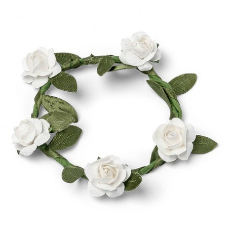 rond de serviette couronne fleurs en papier blanches pour baptême mariage