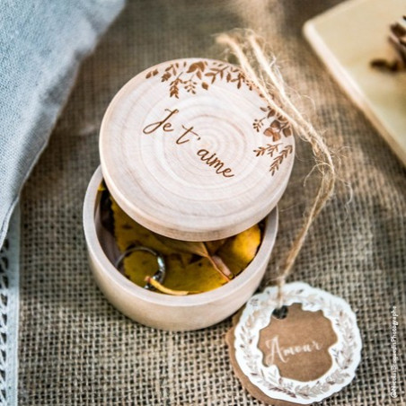 Porte alliance en bois ronde Je t'aime