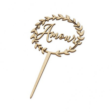 PIC DECO CENTRE DE TABLE AMOUR BOIS COURONNE VEGETALE MARIAGE