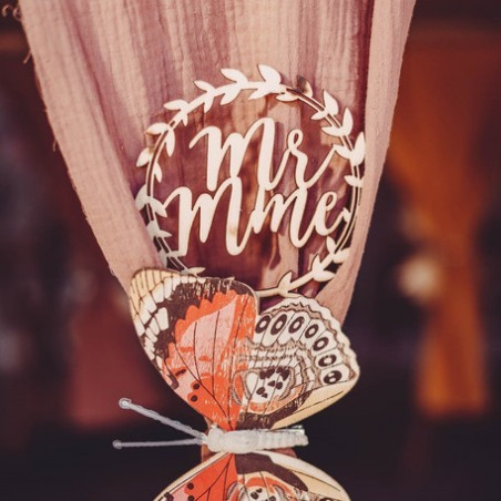 PIC DECO MR ET MME BOIS COURONNE VEGETALE MARIAGE