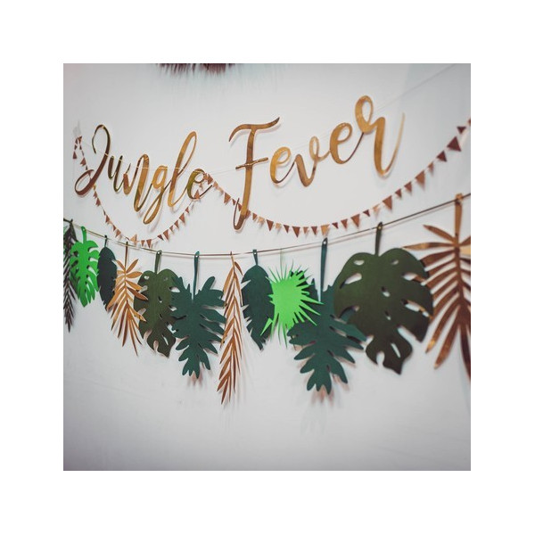 Guirlande feuilles tropicales or et vert