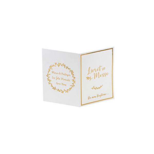 Couverture Livret de messe mon baptême papier texturé gaufré or