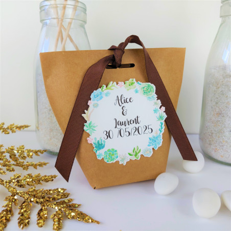 boite a dragees succulent personnalisé kraft bapteme mariage
