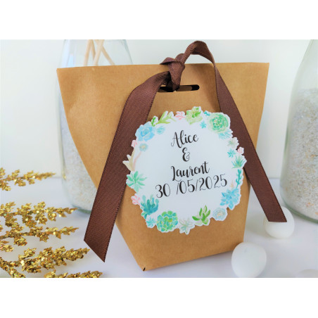 boite a dragees succulent personnalisé kraft bapteme mariage