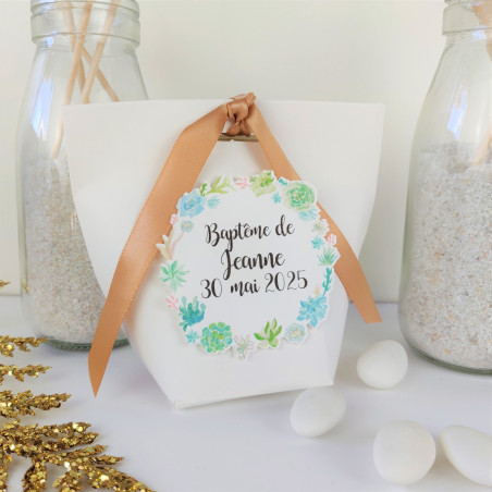 boite a dragées succulent blanche mariage bapteme