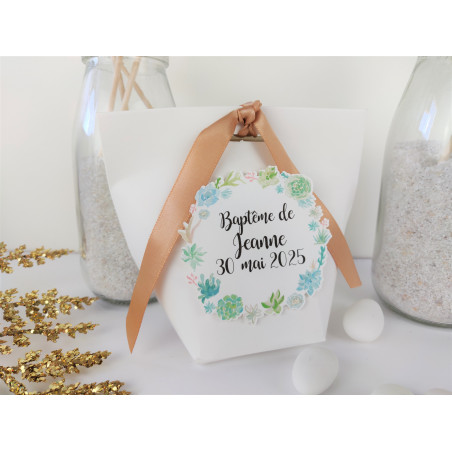 boite a dragées succulent blanche mariage bapteme