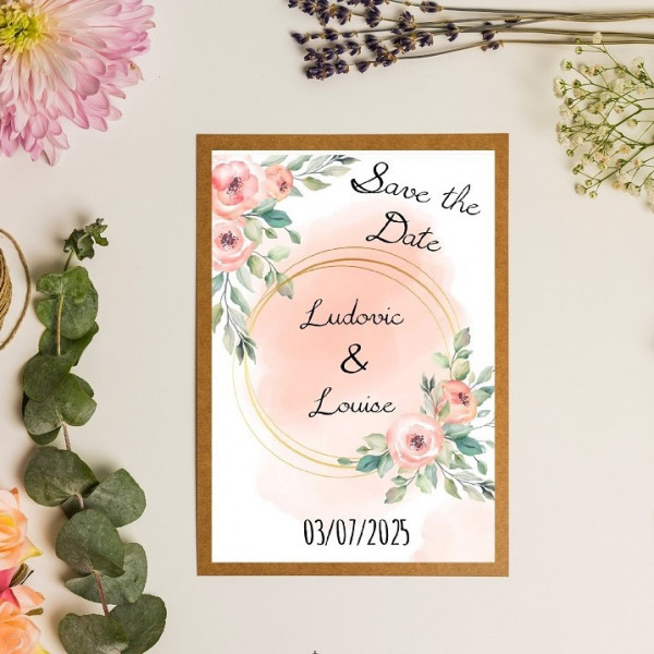 save the date fleurs en aquarelle mauve mariage champêtre