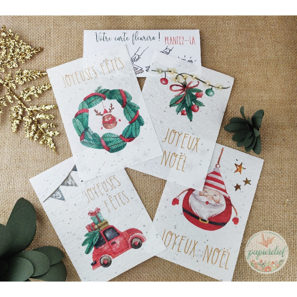 Cartes à planter, Joyeux Noël, carte de voeux entreprise papier ensemencé