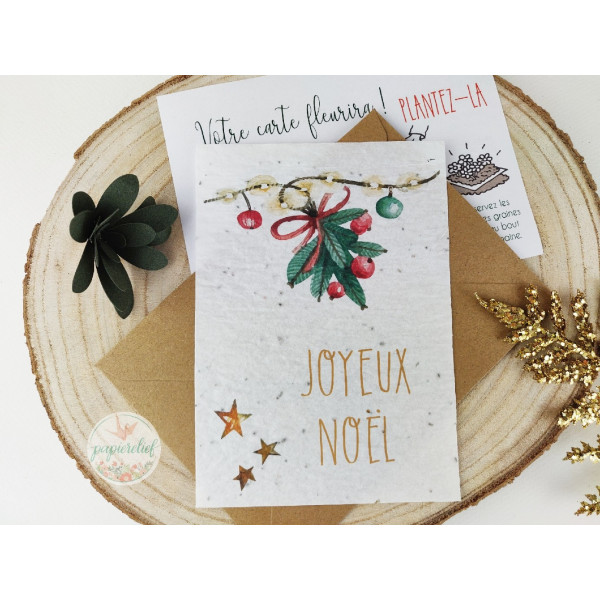 Cartes à planter, Joyeux Noël, carte de voeux entreprise papier ensemencé