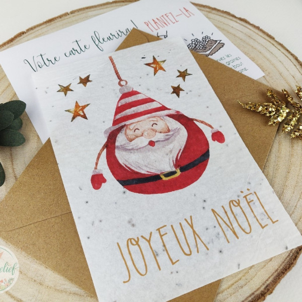 Cartes à planter, Joyeux Noël, carte de voeux entreprise papier ensemencé