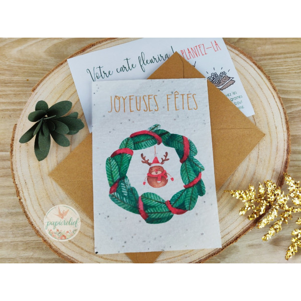 Cartes à planter, Joyeux Noël, carte de voeux entreprise papier ensemencé