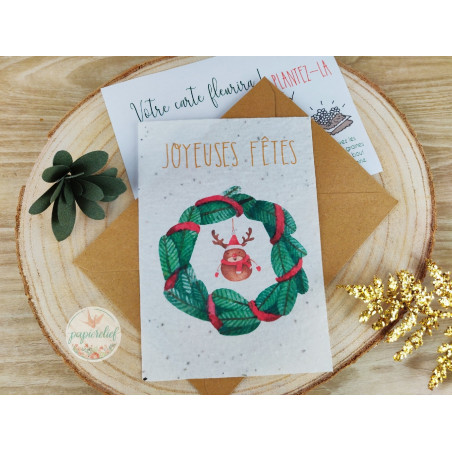 Cartes à planter, Joyeux Noël, carte de voeux entreprise papier ensemencé
