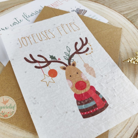 Cartes à planter, Joyeux Noël, carte de voeux entreprise papier ensemencé
