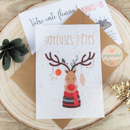 Cartes à planter, Joyeux Noël, carte de voeux entreprise papier ensemencé