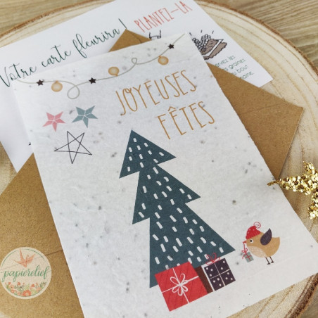 Cartes à planter, Joyeux Noël, carte de voeux entreprise papier ensemencé