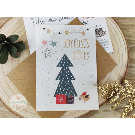 Cartes à planter, Joyeux Noël, carte de voeux entreprise papier ensemencé