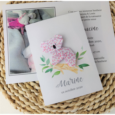 faire part naissance baptême fait main fille koala liberty fait-main