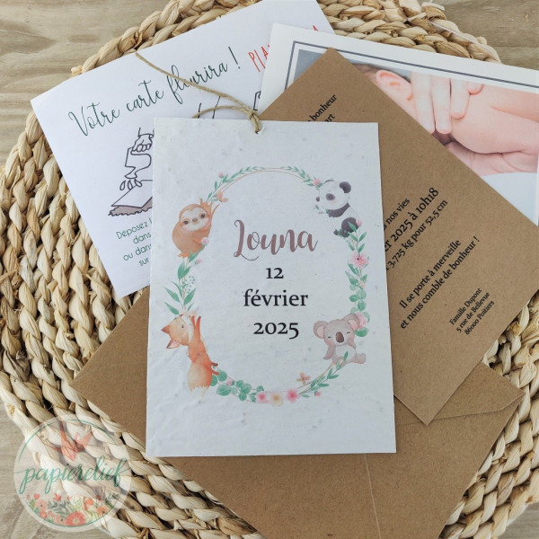 Faire part Naissance ou baptême à Planter koala panda