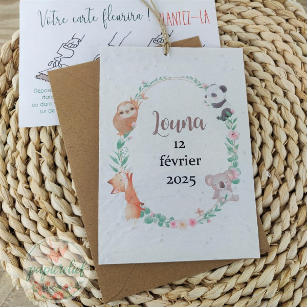 Faire part Naissance ou baptême à Planter koala panda