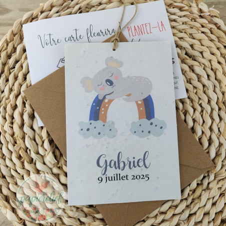 Faire part Naissance ou baptême à Planter koala fait main