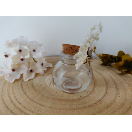 Contenant à dragées en verre bapteme champetre fleur sechées