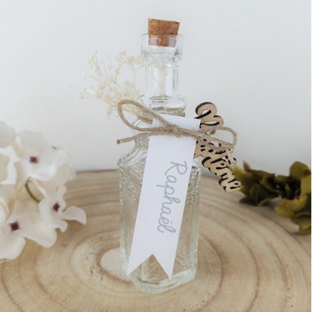 Mignonnette verre, mini bouteille, cadeau invités, remerciement, baptême champêtre