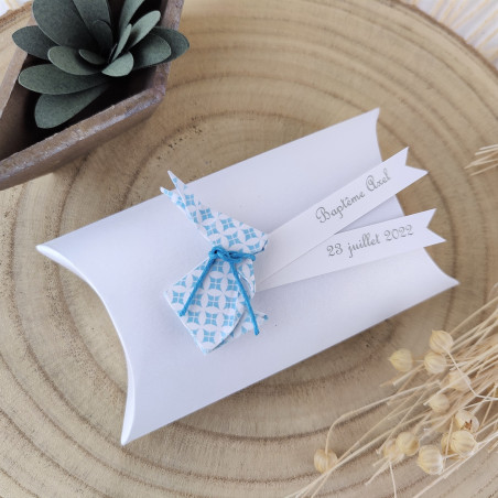 boite a dragees baptême garçon lapin bleu fait main original chic