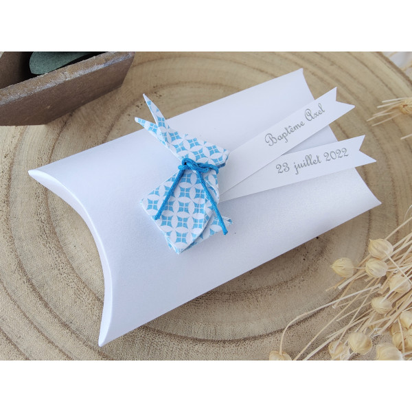 boite a dragees baptême garçon lapin bleu fait main original chic