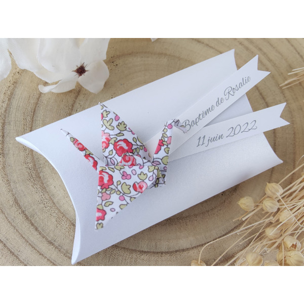 boite a dragees bapteme fille grue violet cadeau invites fait main