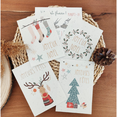 Cartes à planter, Joyeux Noël, carte de voeux entreprise papier ensemencé