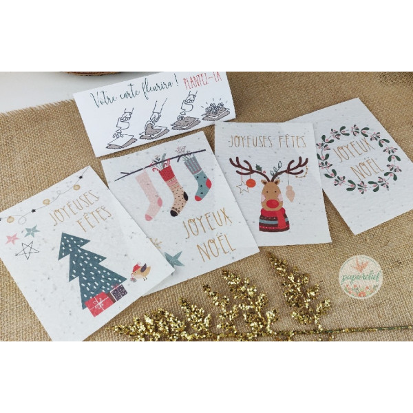Cartes à planter, Joyeux Noël, carte de voeux entreprise papier ensemencé