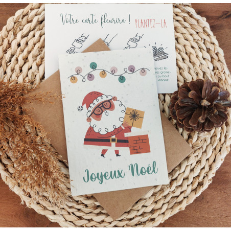 Lot de 4 Cartes à planter, Joyeux Noël, carte de voeux Noël en papier ensemencé